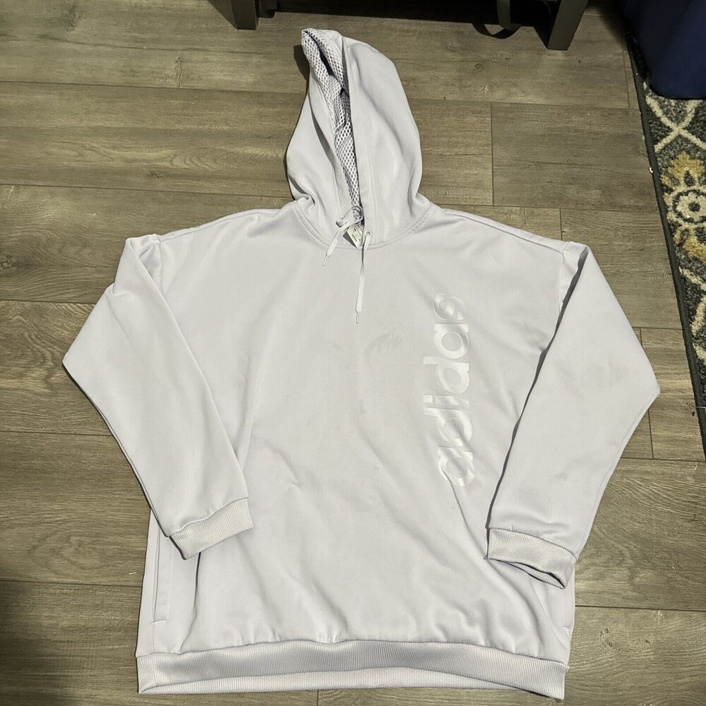 Adidas Womens Sweatshirt  Lavender Gear Up Hoodie Pockets Tech Fleece L